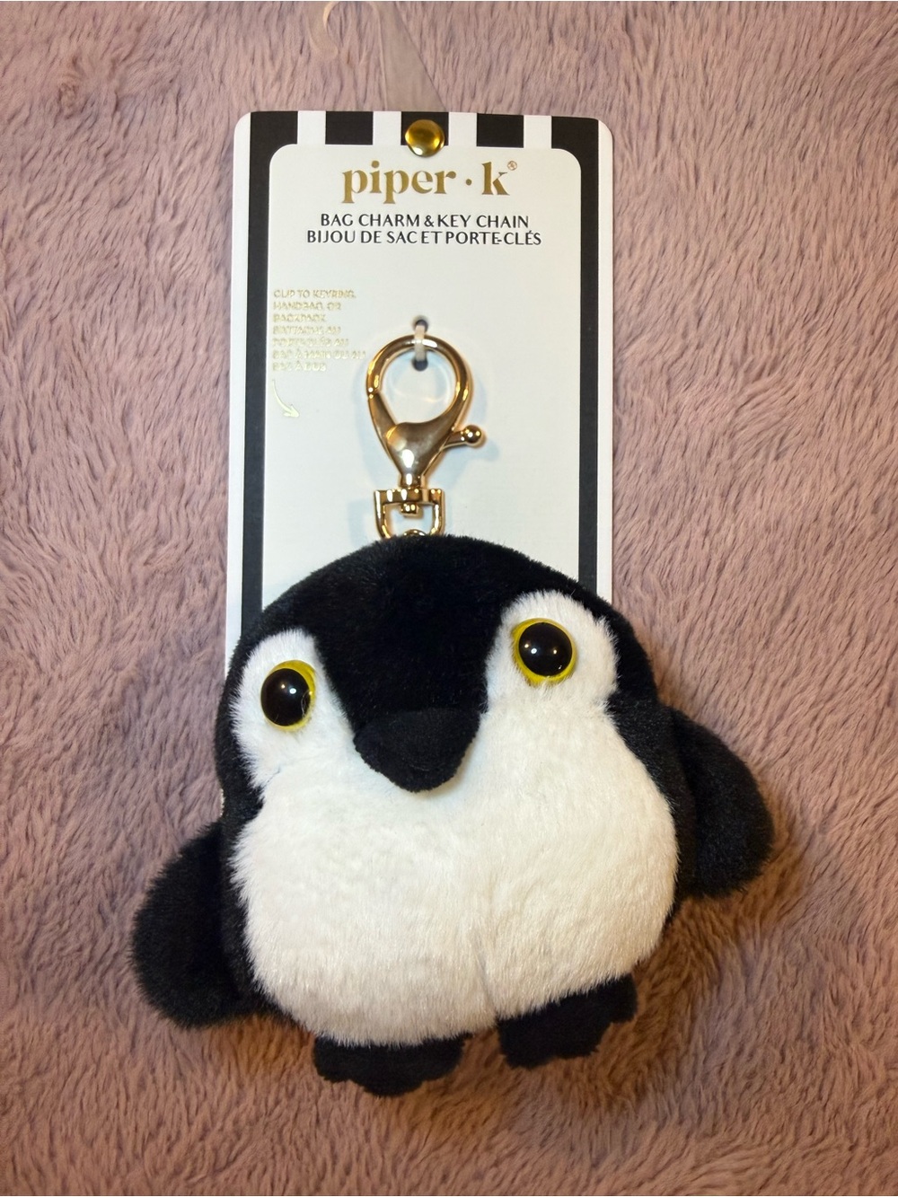 🐧 Piper K Plush Penguin Bag Charm Key Chain - Black & White